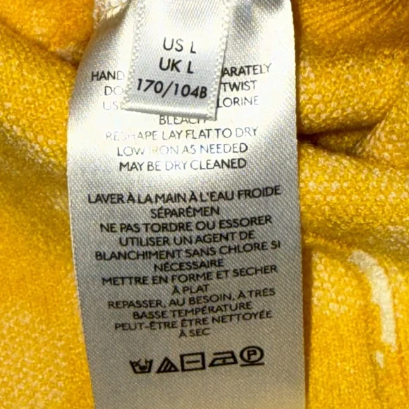 Maeve Anthropologie Yellow Floral Knit Top Open Back Tie Size L summer top 🍒 - Picture 6 of 9